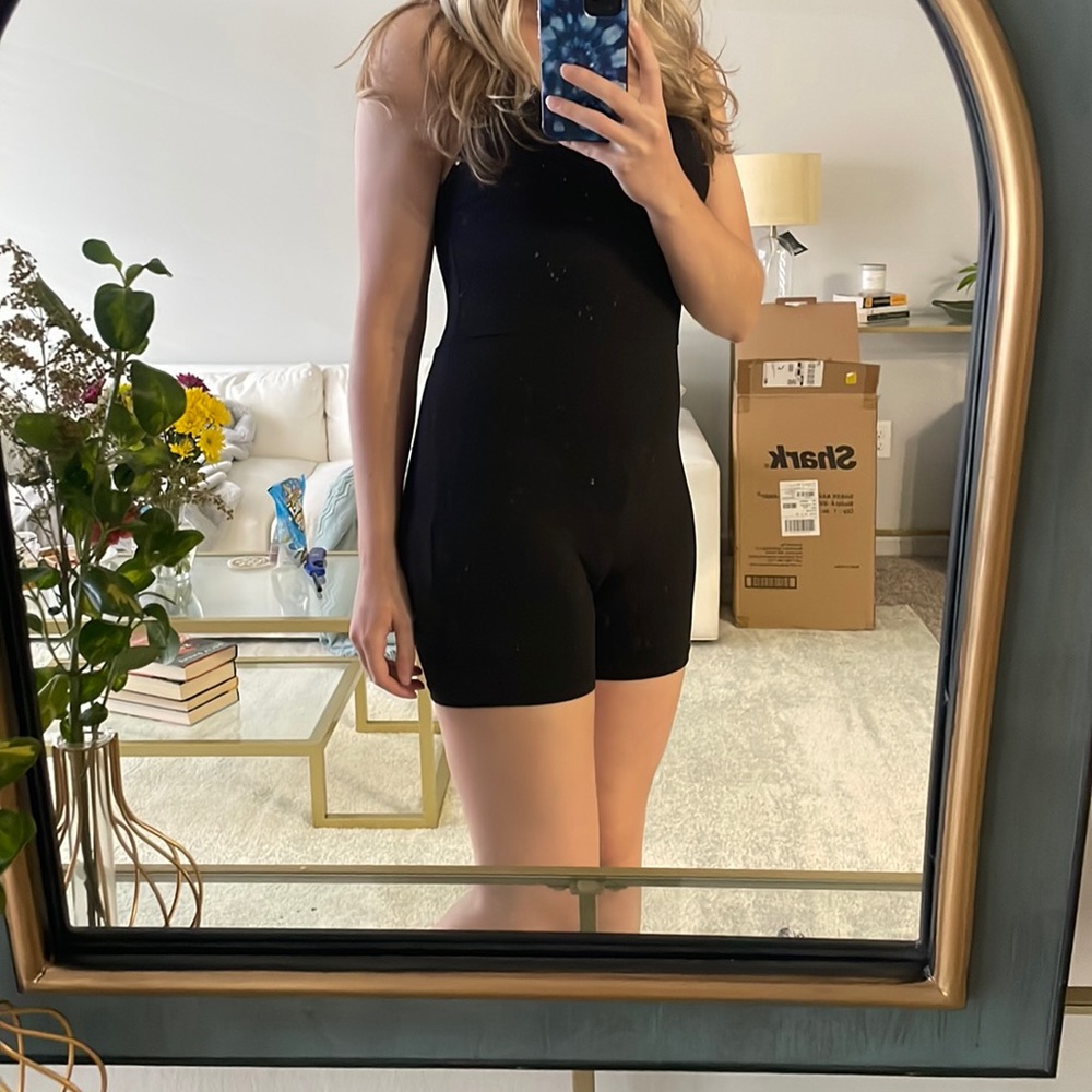 Black biker short romper